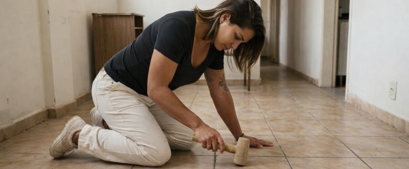 Comparação visual entre uma pessoa leiga olhando a estética de um imóvel e um profissional com ferramentas inspecionando detalhes técnicos.